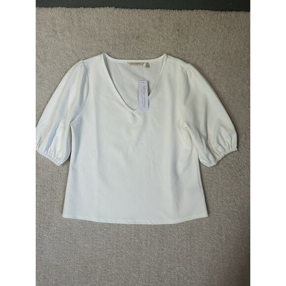 Soft Surroundings Tops - Soft Surroundings Womens Size Petite Large White Tabitha Puff Sleeve Spring